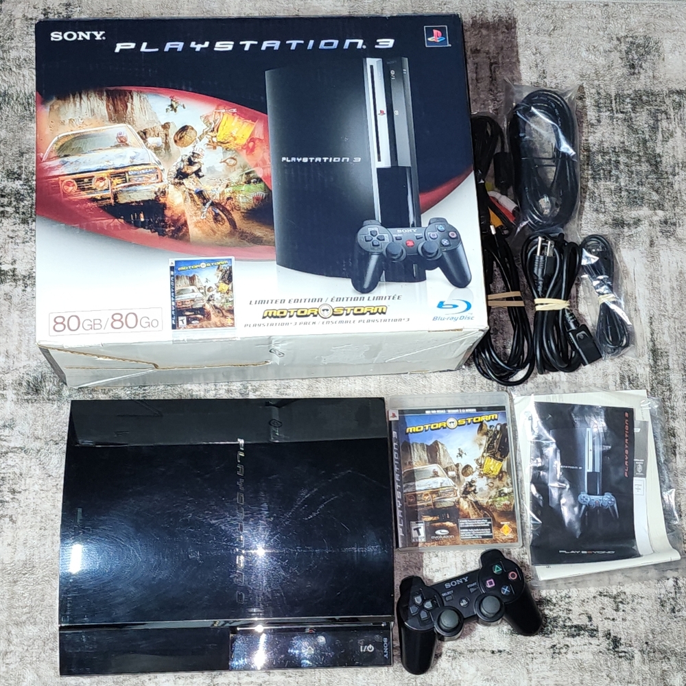 PS3 Backwards Compatible 80GB Motorstorm BUNDLE CIB